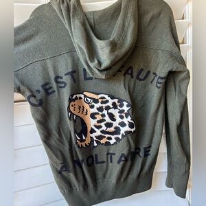 Zadig & Voltaore green cotton zip up hoodie